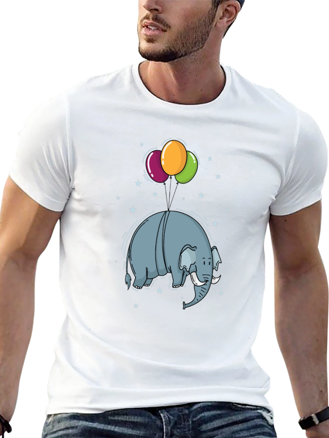 Elephant Balloons Black T-Shirt