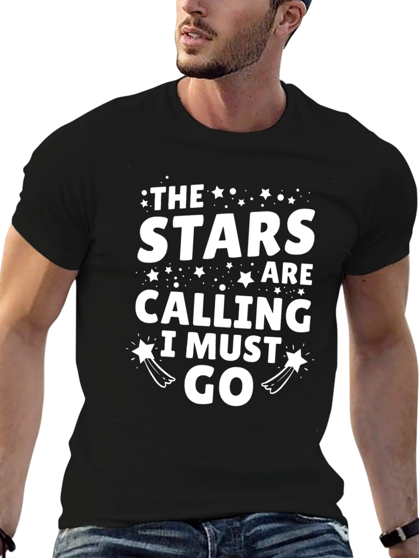 The Stars Are Calling T-Shirt Casual Black Tee