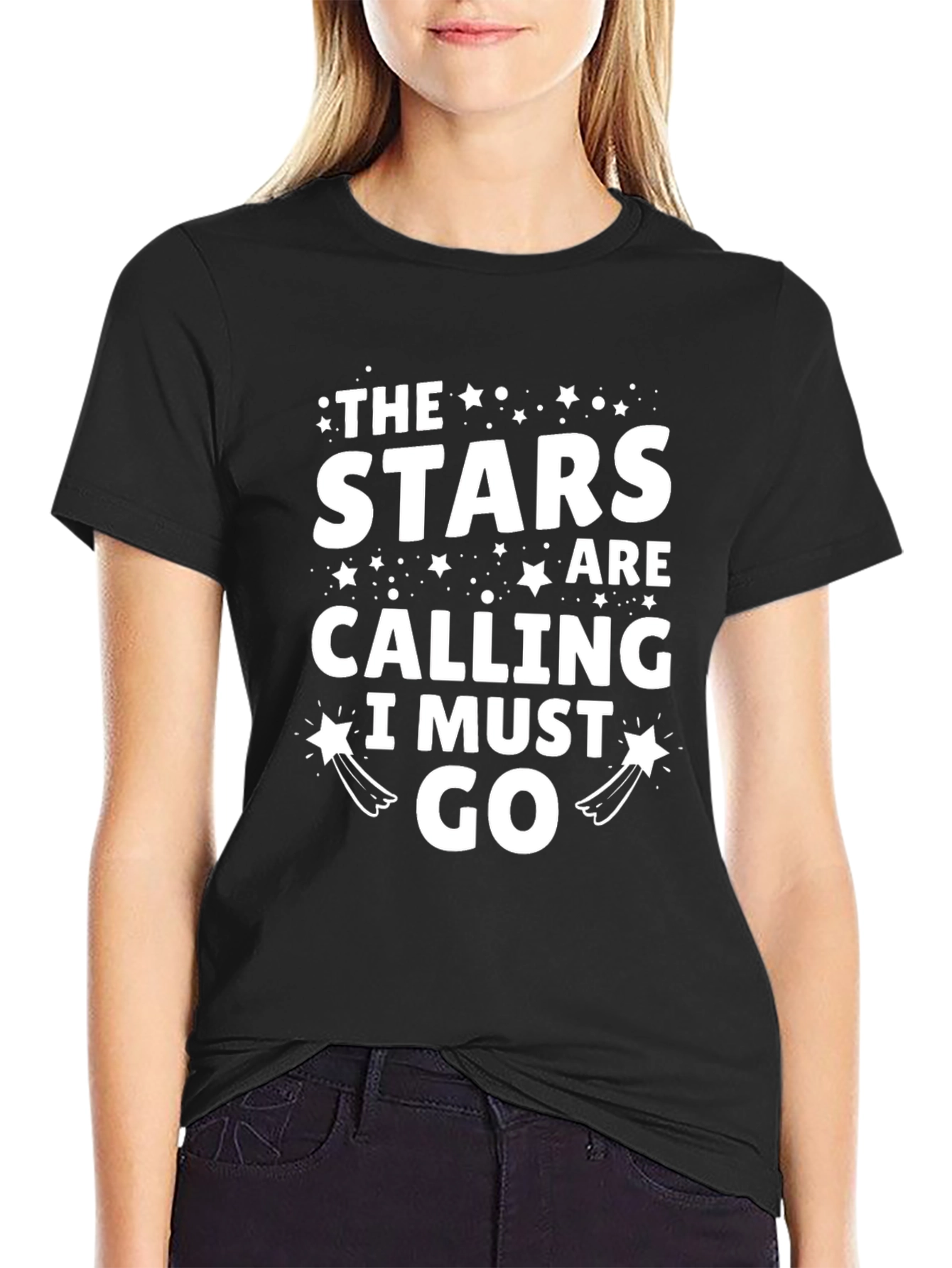 The Stars Are Calling T-Shirt Casual Black Tee