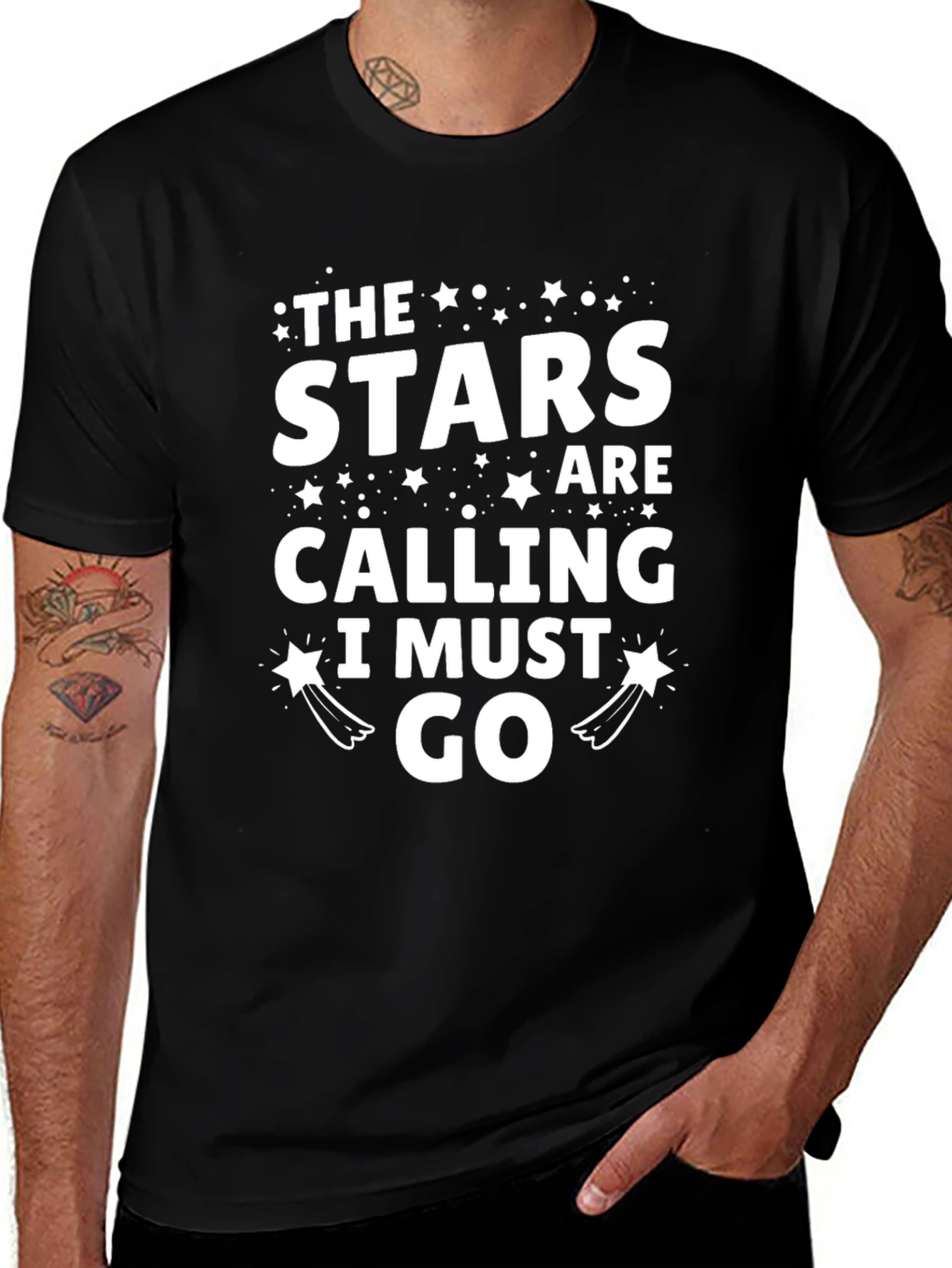 The Stars Are Calling T-Shirt Casual Black Tee