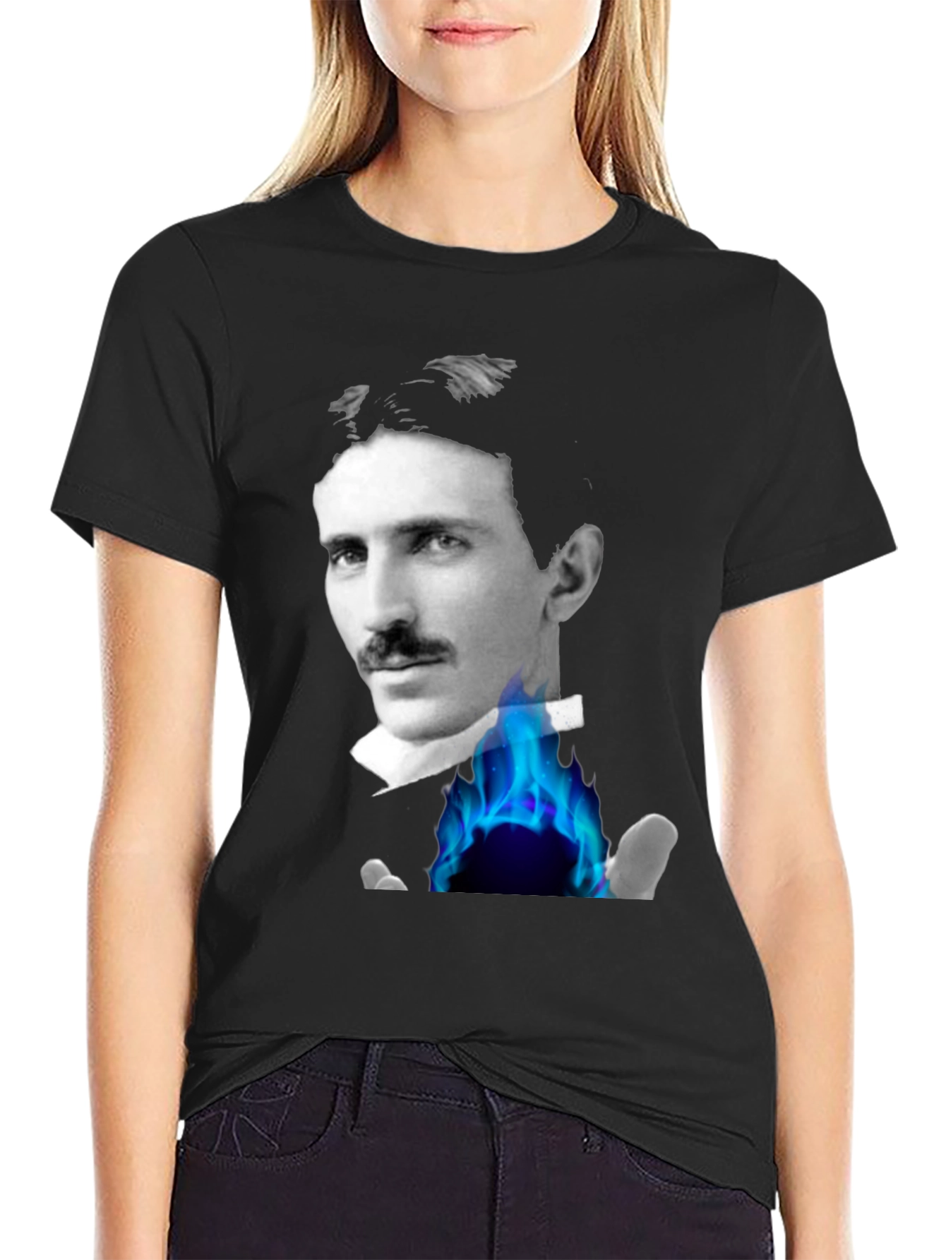 Tesla Portrait Graphic Tee - Black
