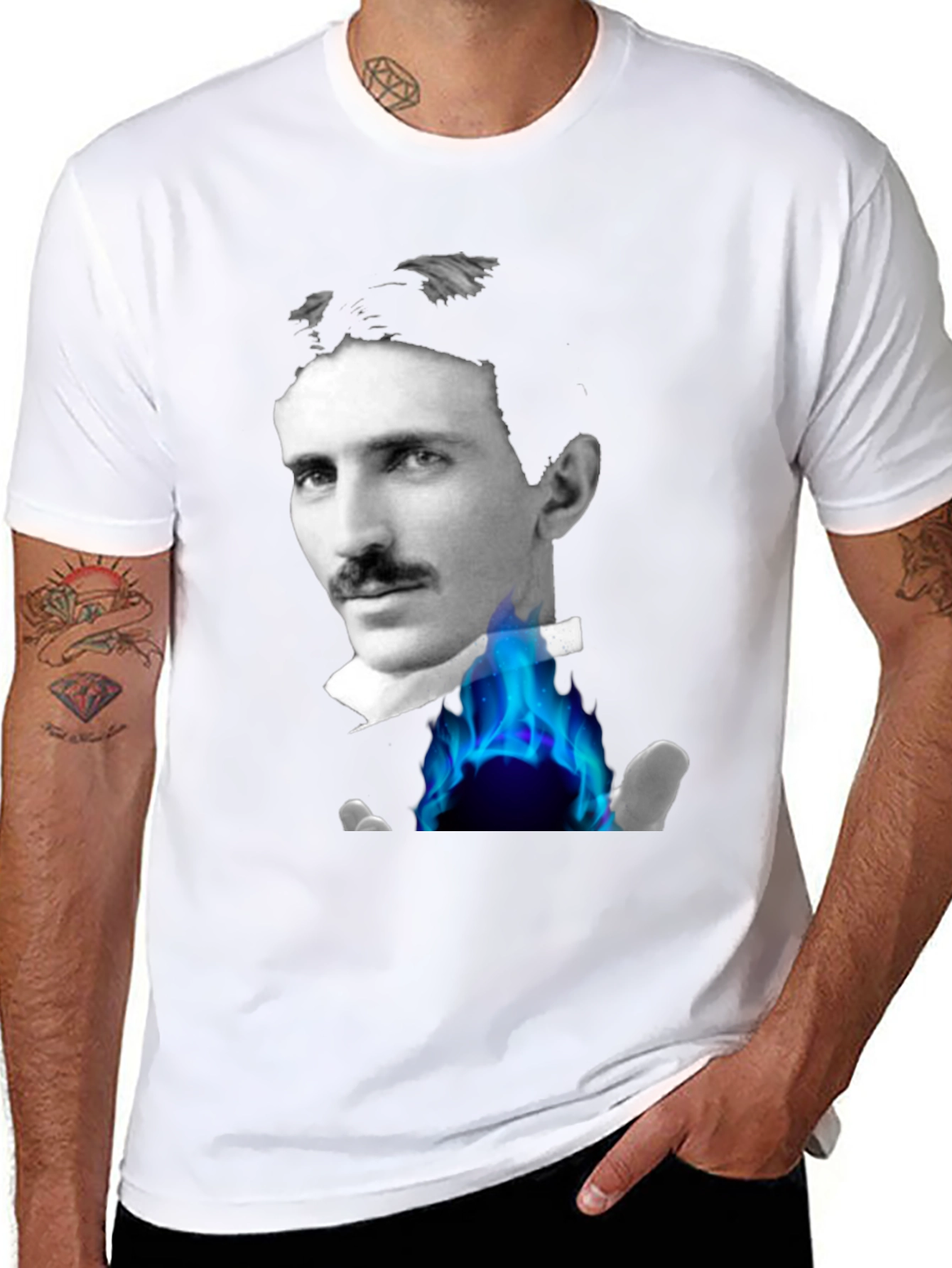 Tesla Portrait Graphic Tee - Black