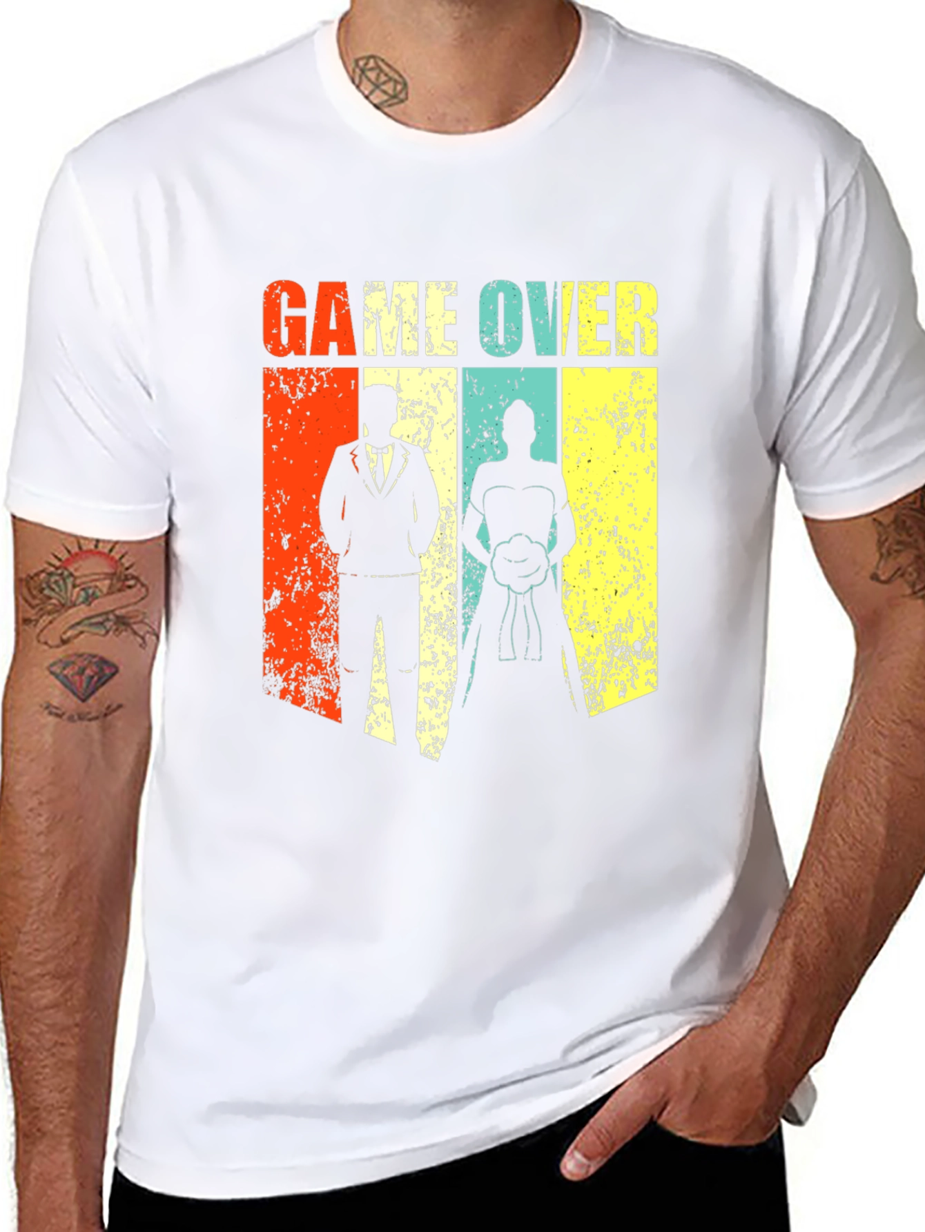 Game Over Wedding T-Shirt - Groom and Bride