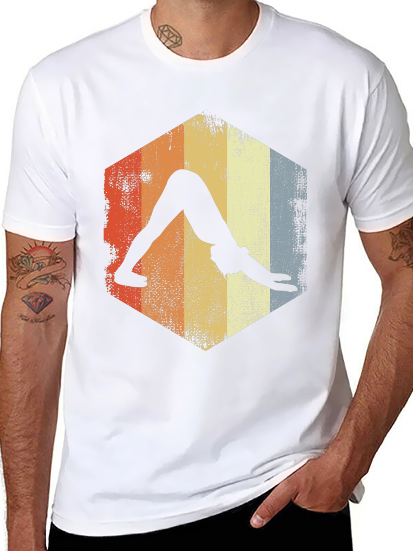 Yoga Pose Retro T-Shirt - Downward Dog Design