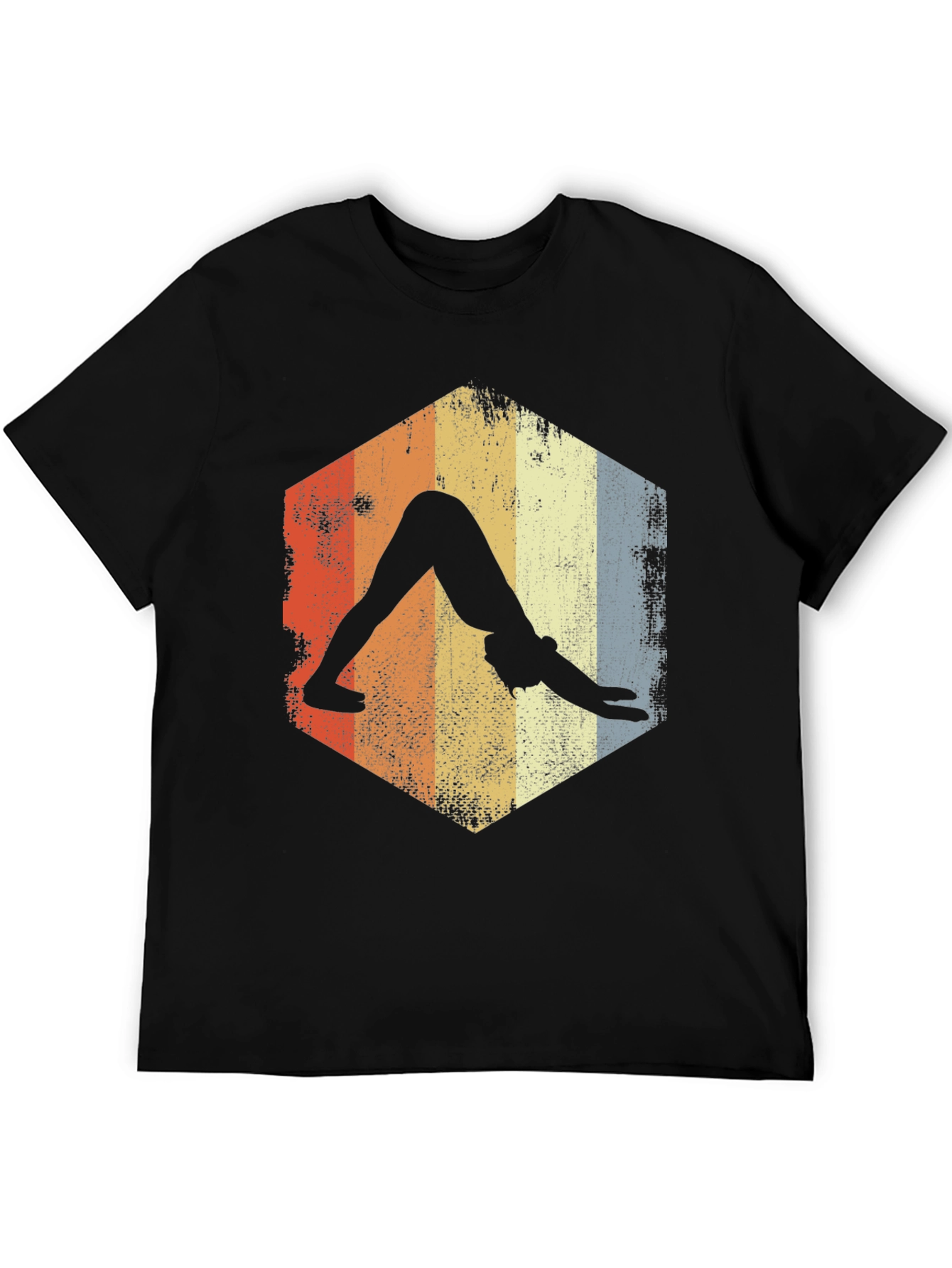 Yoga Pose Retro T-Shirt - Downward Dog Design