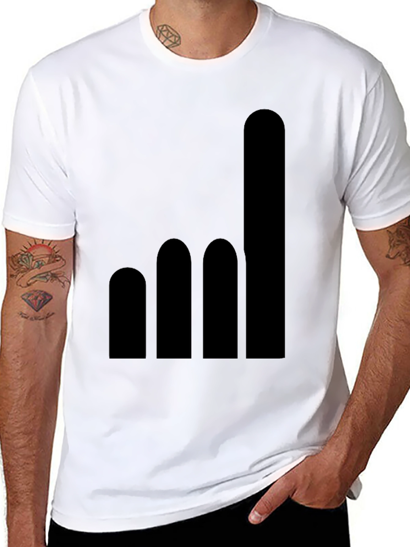 Minimalist Bar Graph Black T-Shirt
