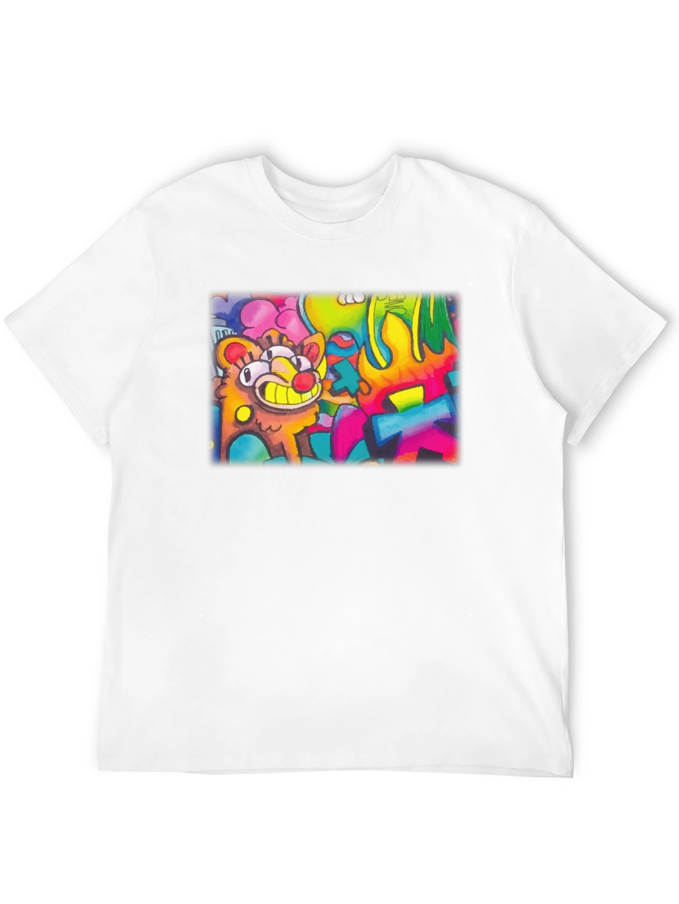 Cartoon Graffiti Graphic Black T-Shirt
