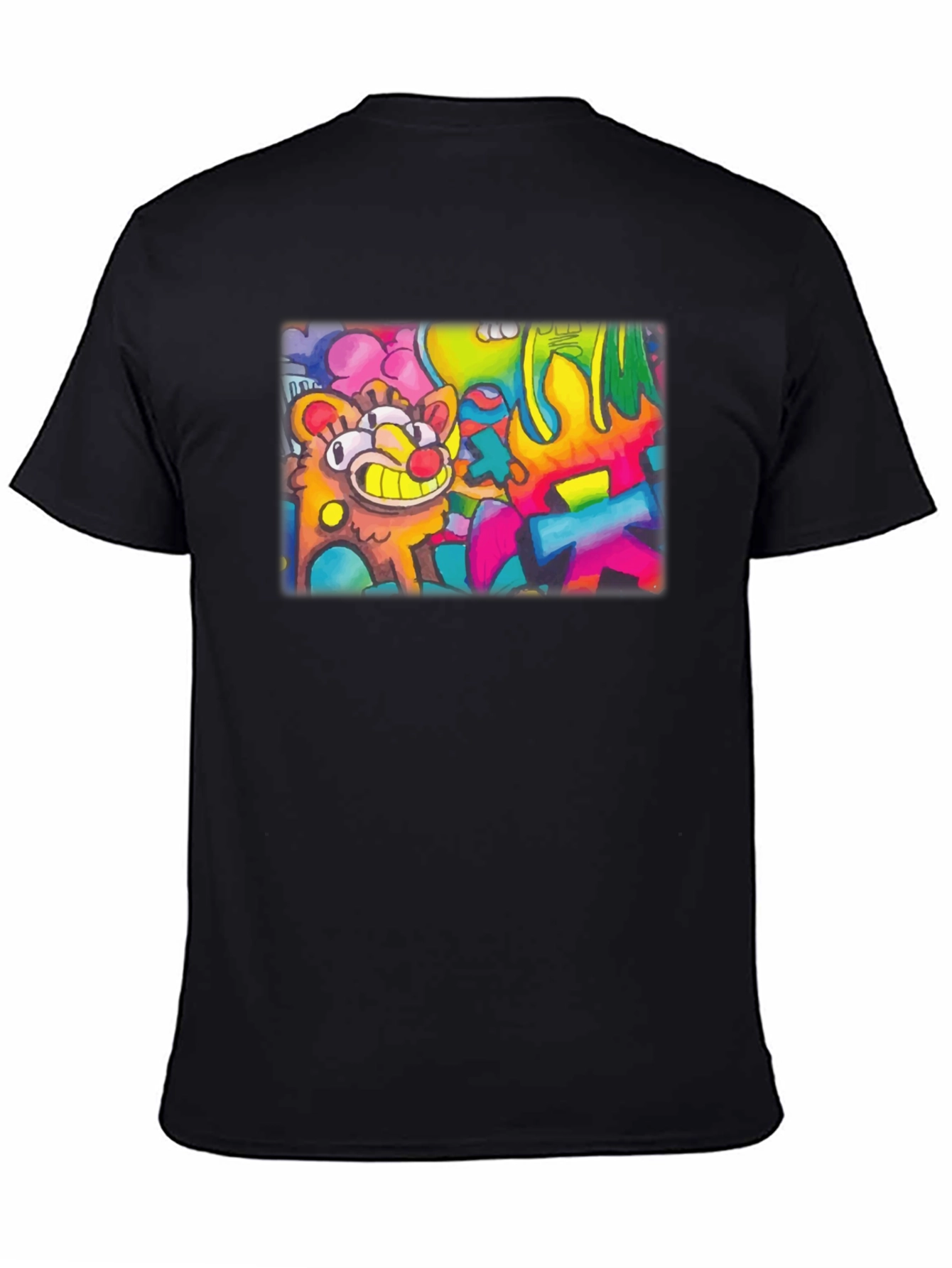 Cartoon Graffiti Graphic Black T-Shirt