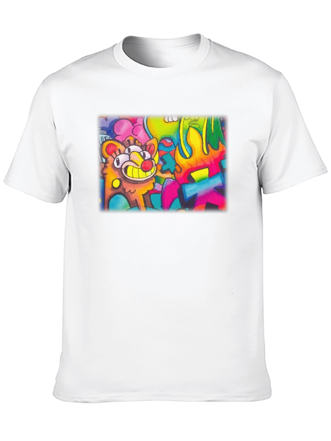 Cartoon Graffiti Graphic Black T-Shirt