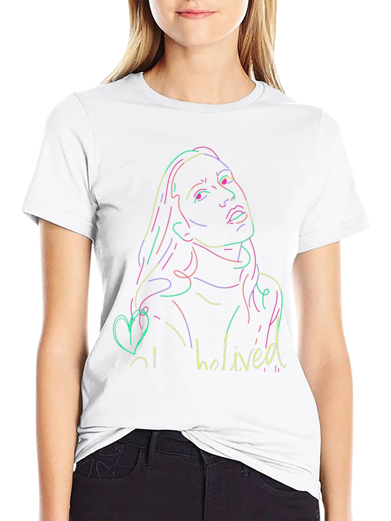 Neon Portrait Black T-Shirt - Casual Style