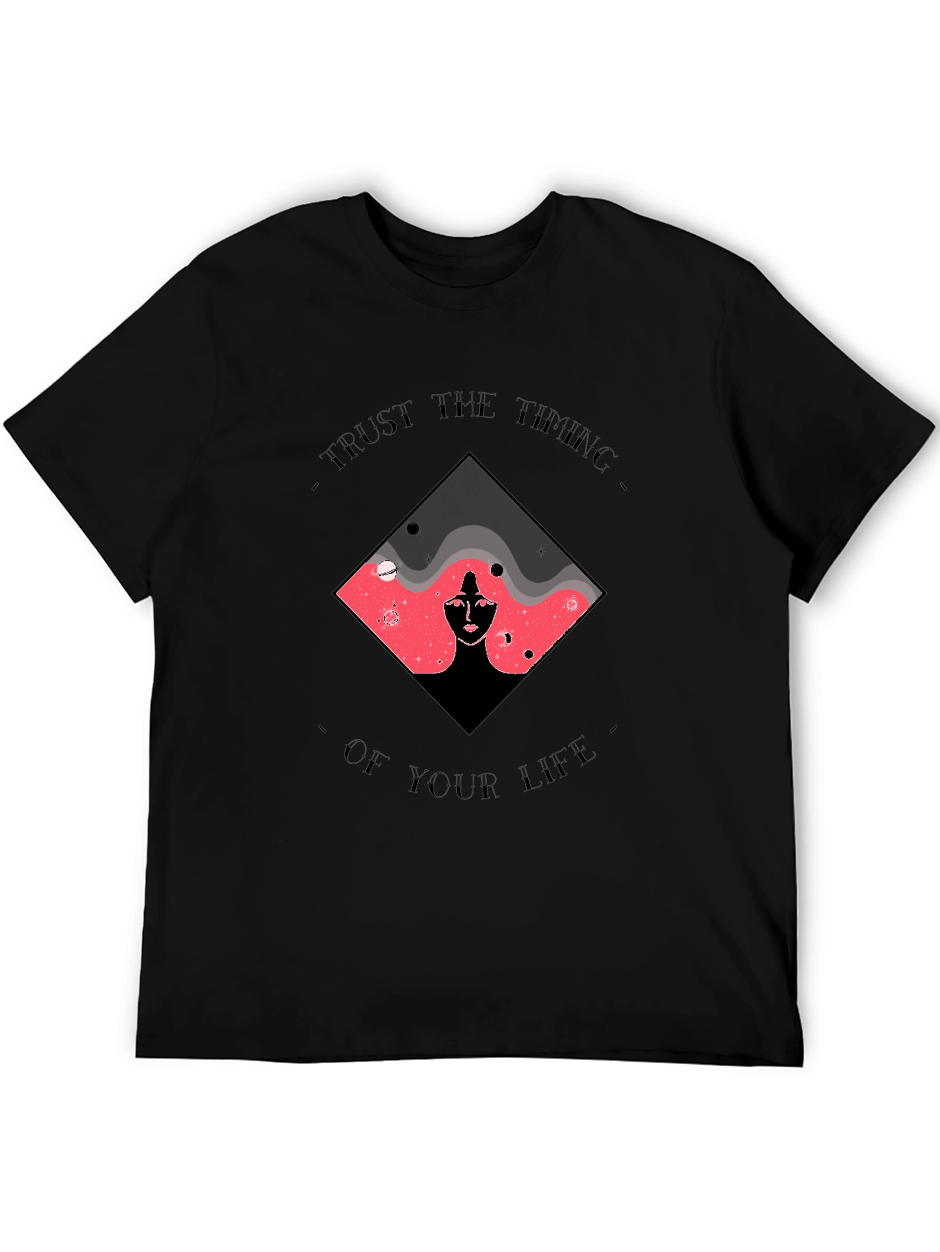 Trust the Timing Graphic Tee - Unisex Black T-Shirt