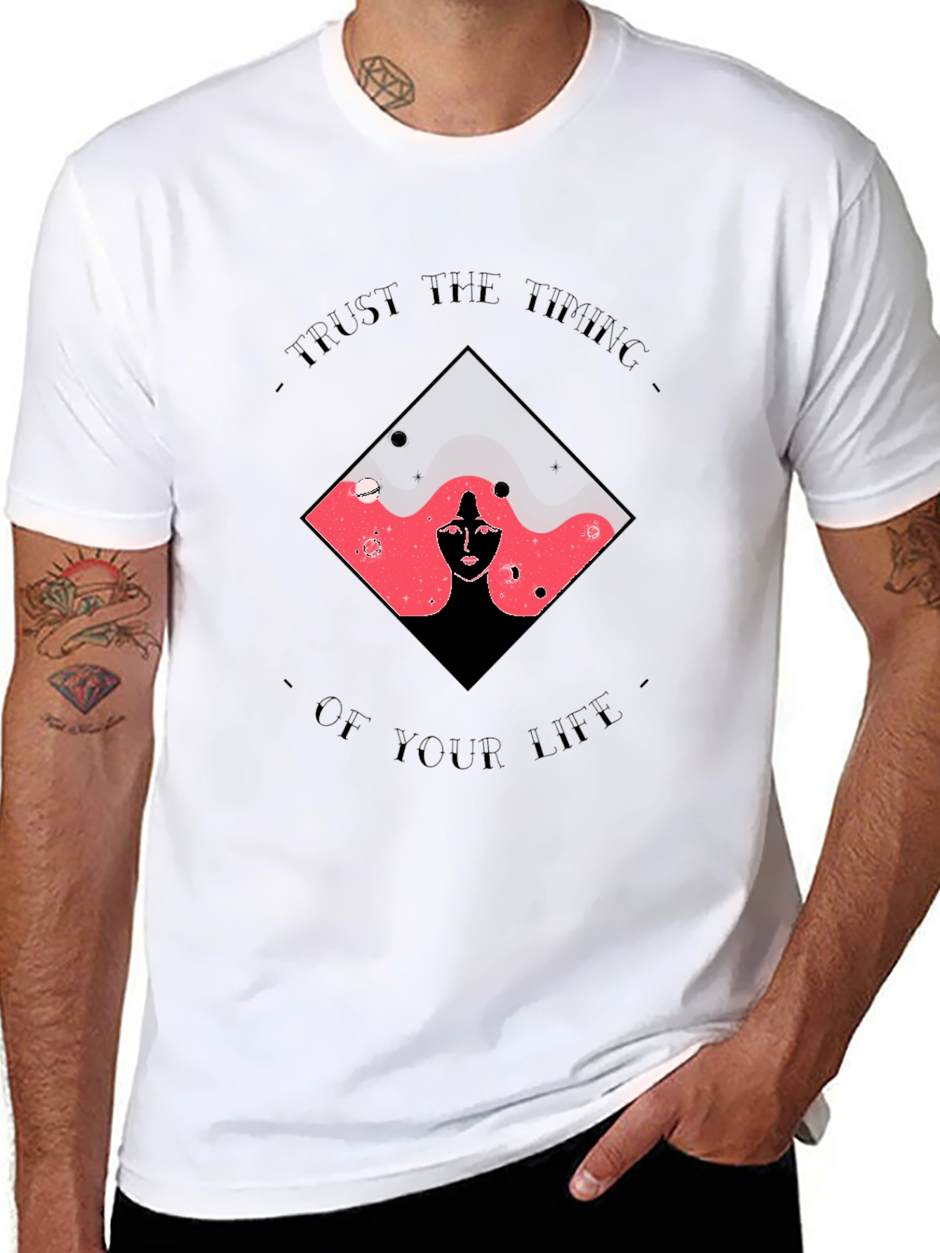 Trust the Timing Graphic Tee - Unisex Black T-Shirt