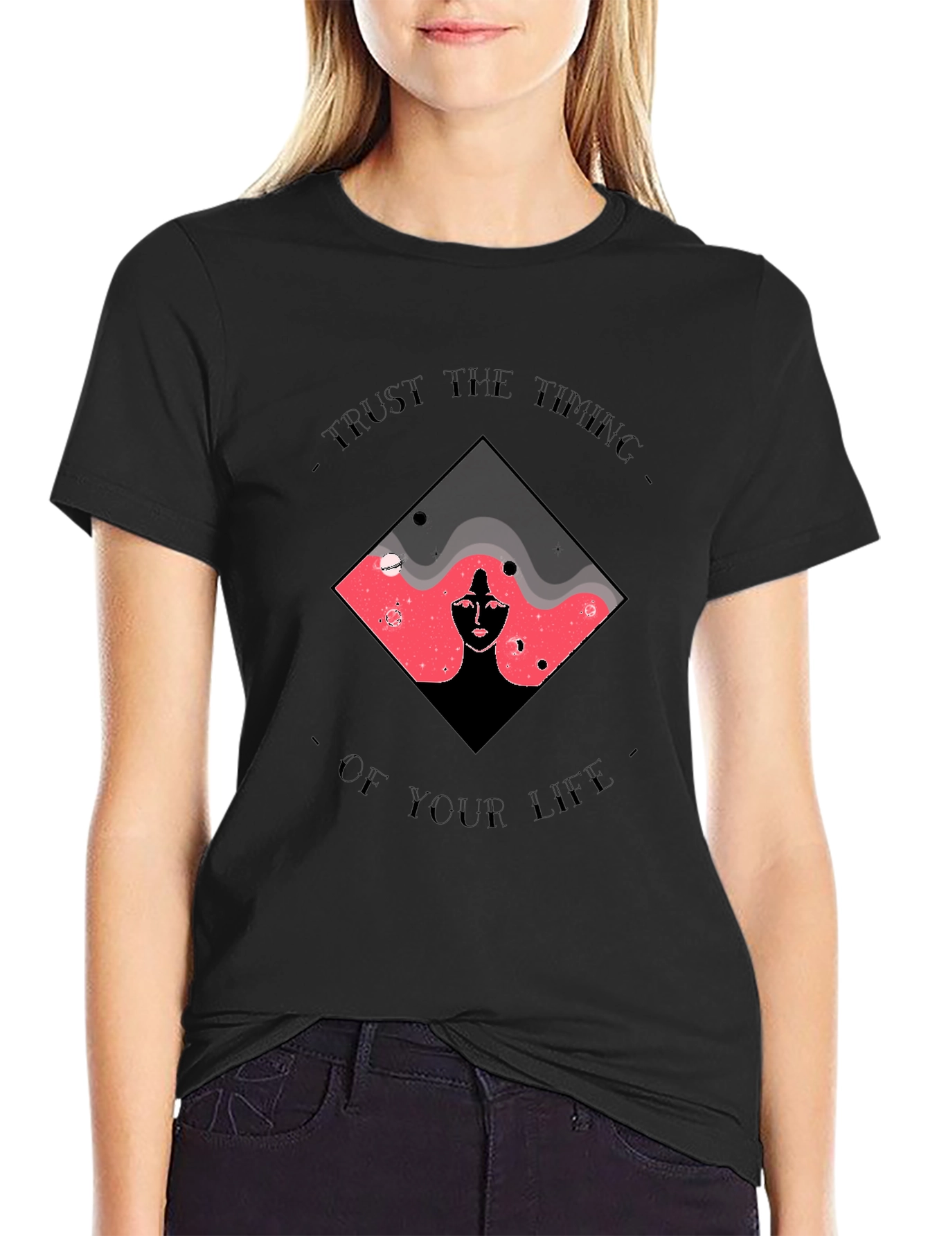 Trust the Timing Graphic Tee - Unisex Black T-Shirt