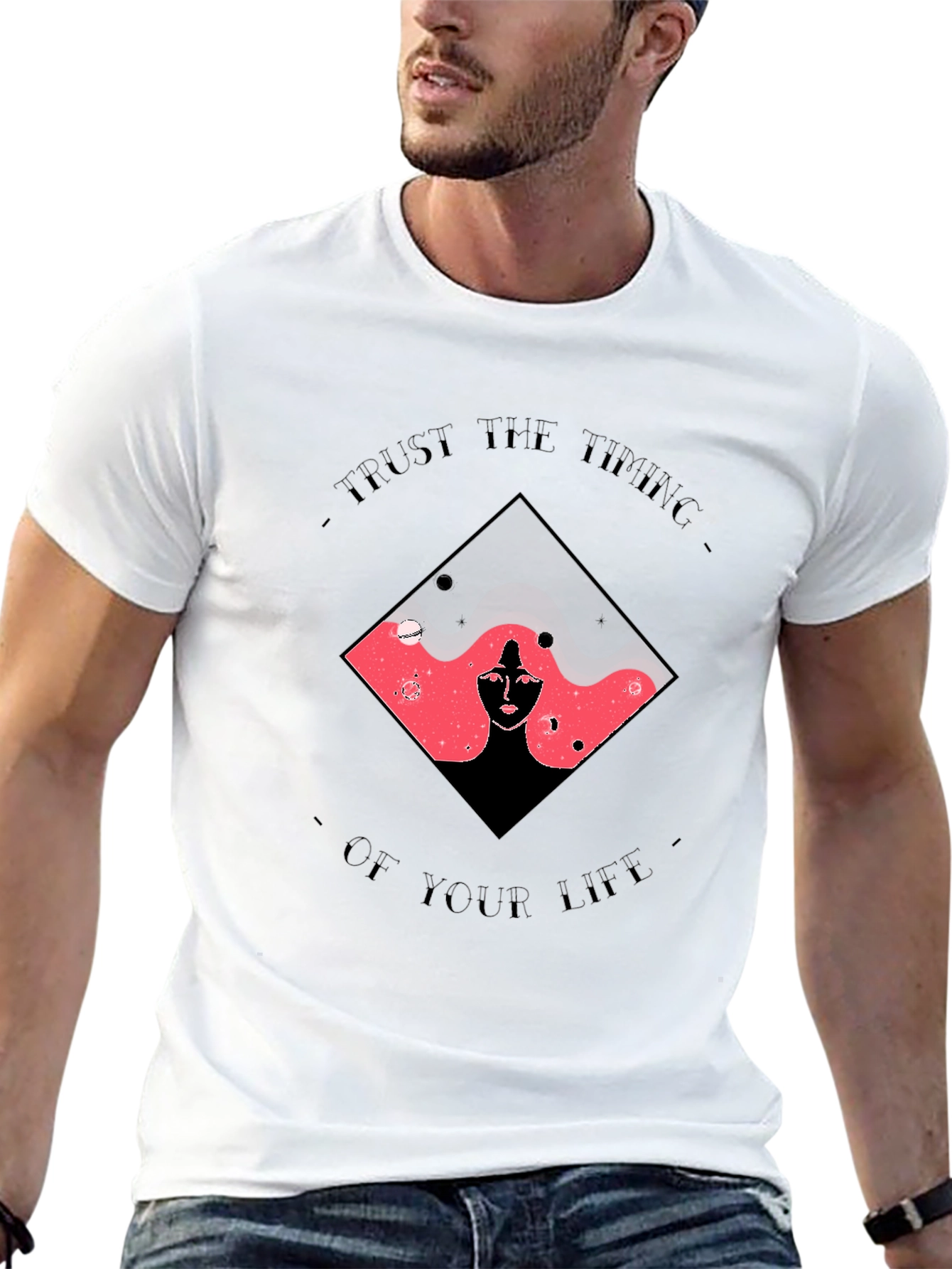 Trust the Timing Graphic Tee - Unisex Black T-Shirt