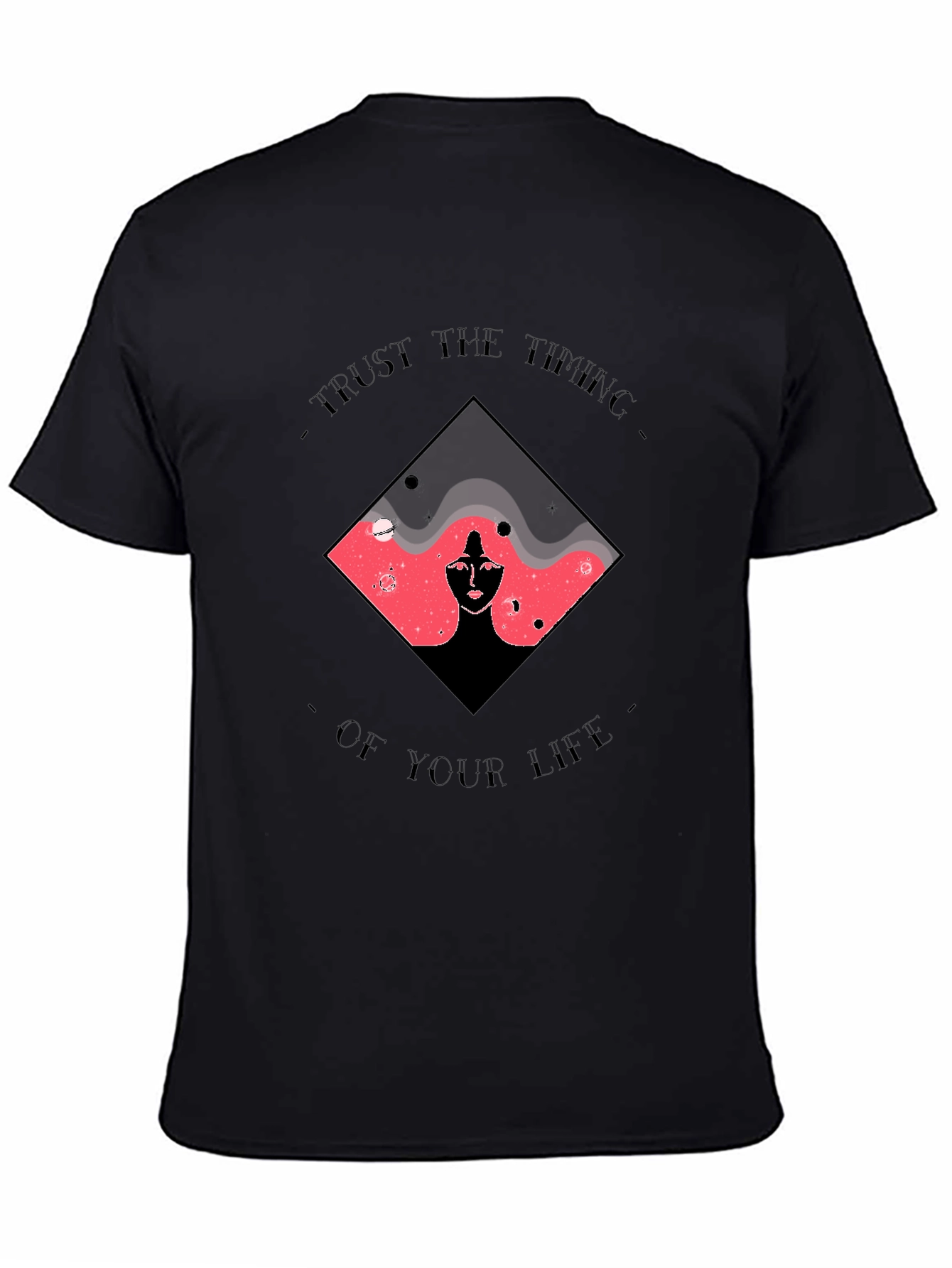 Trust the Timing Graphic Tee - Unisex Black T-Shirt