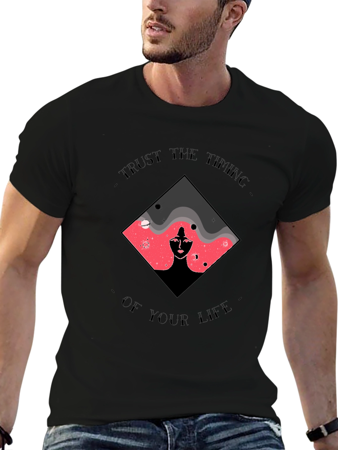 Trust the Timing Graphic Tee - Unisex Black T-Shirt