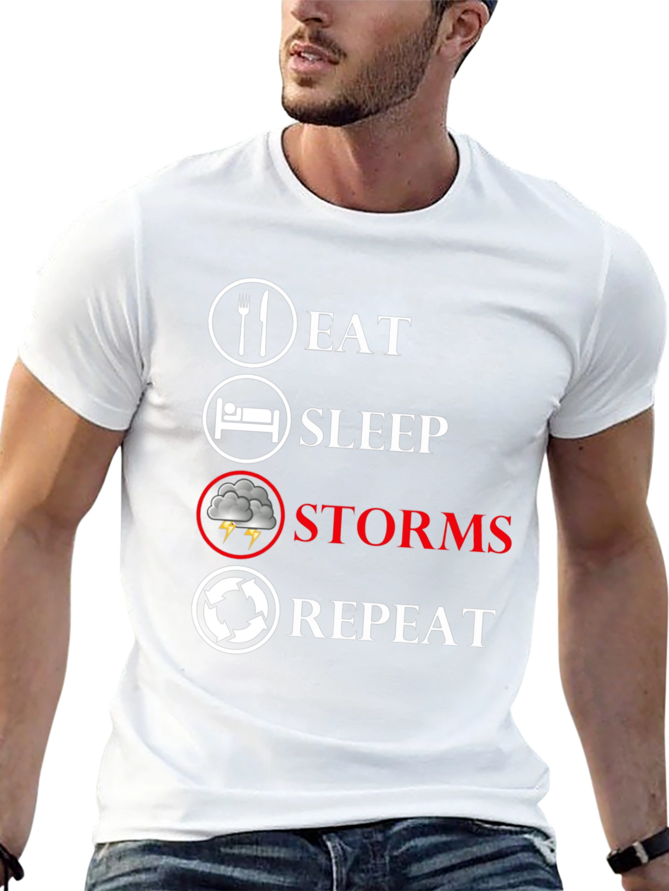 Eat Sleep Storms Repeat Black T-Shirt