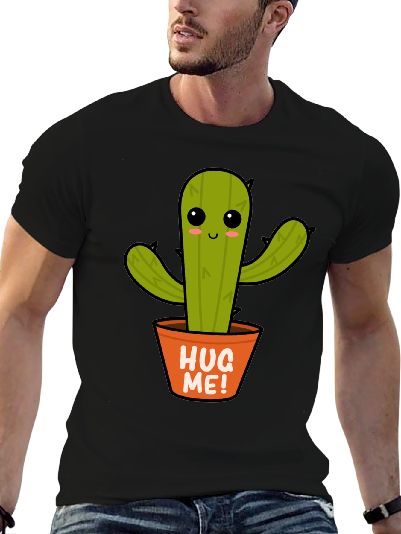 Cute Cactus Hug Me! Graphic T-Shirt