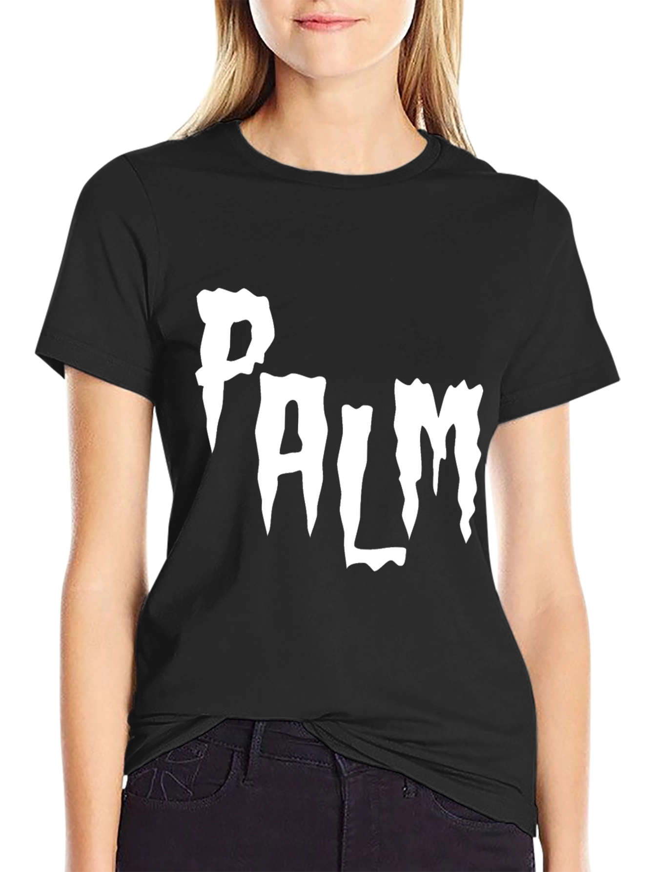Palm Text Graphic Black T-Shirt