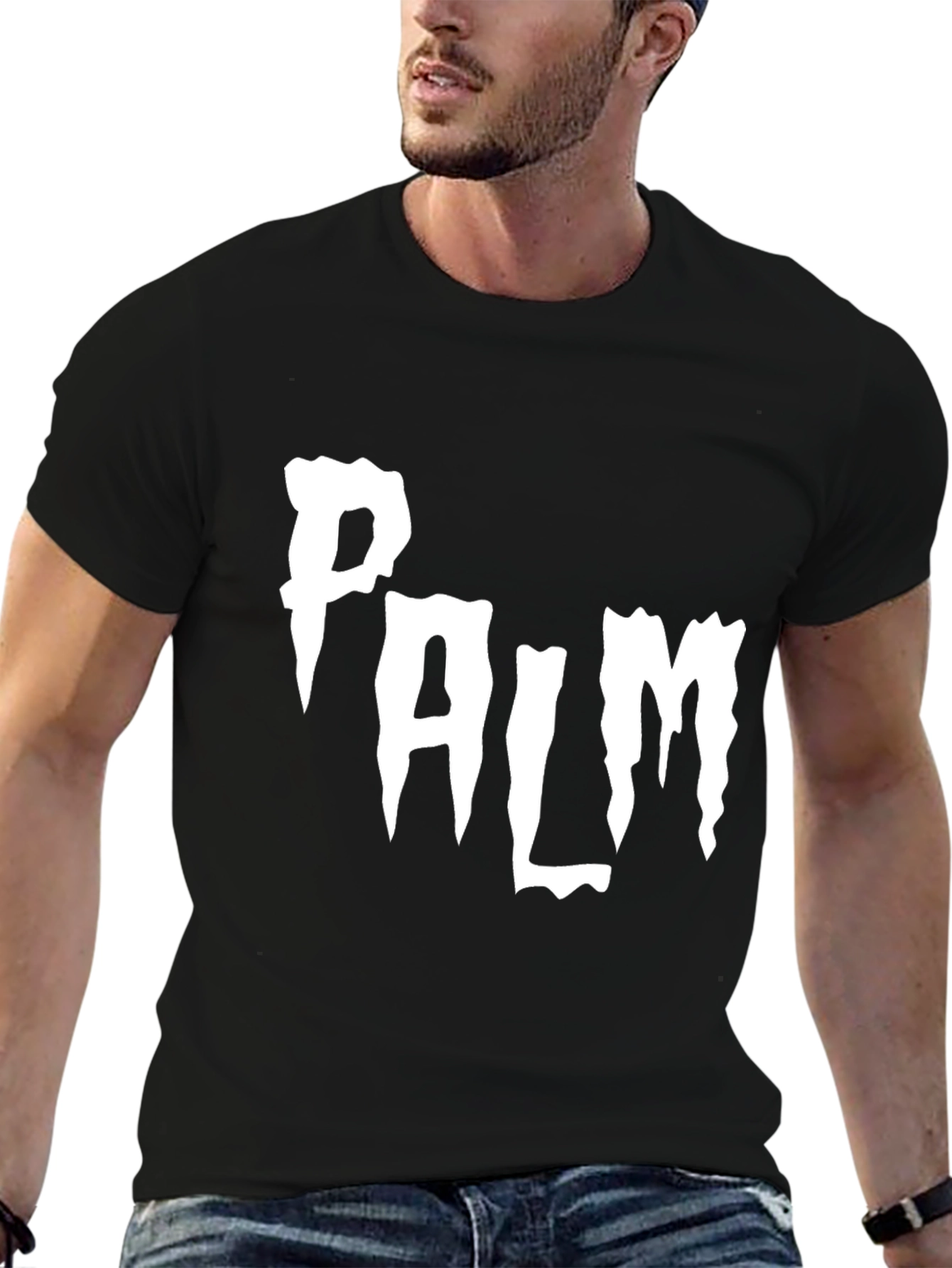 Palm Text Graphic Black T-Shirt