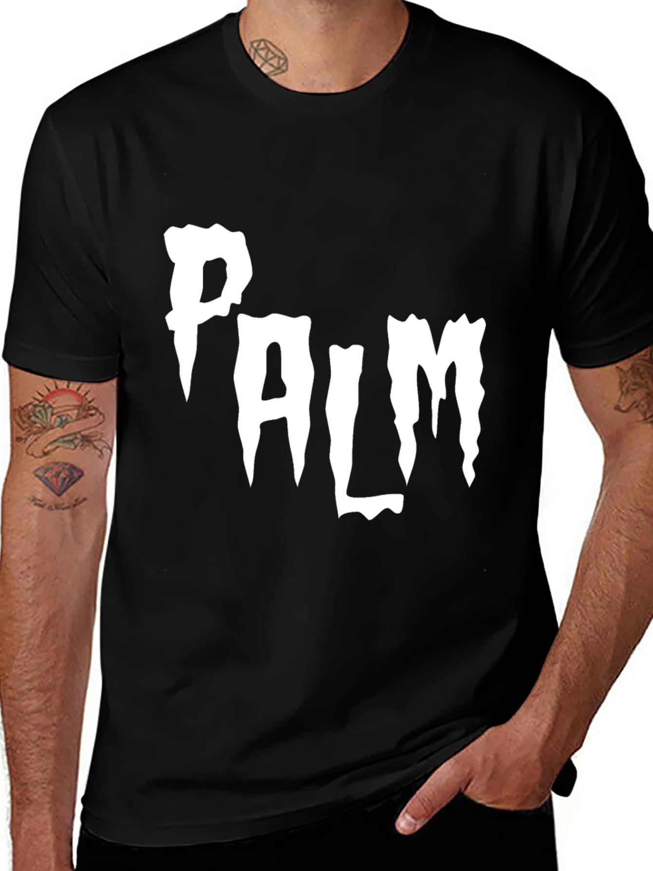 Palm Text Graphic Black T-Shirt