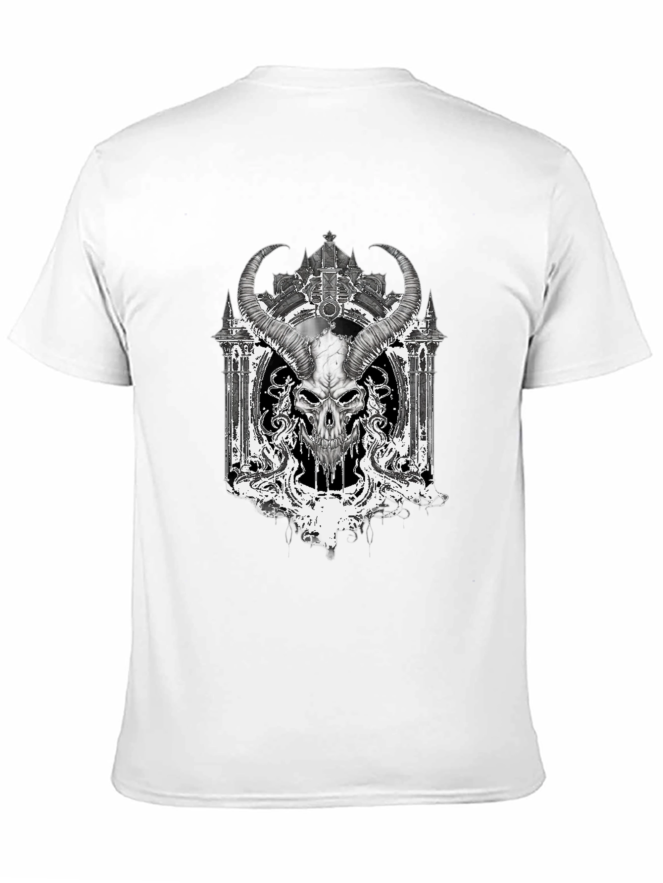 Skull Horned T-Shirt - Gothic Design