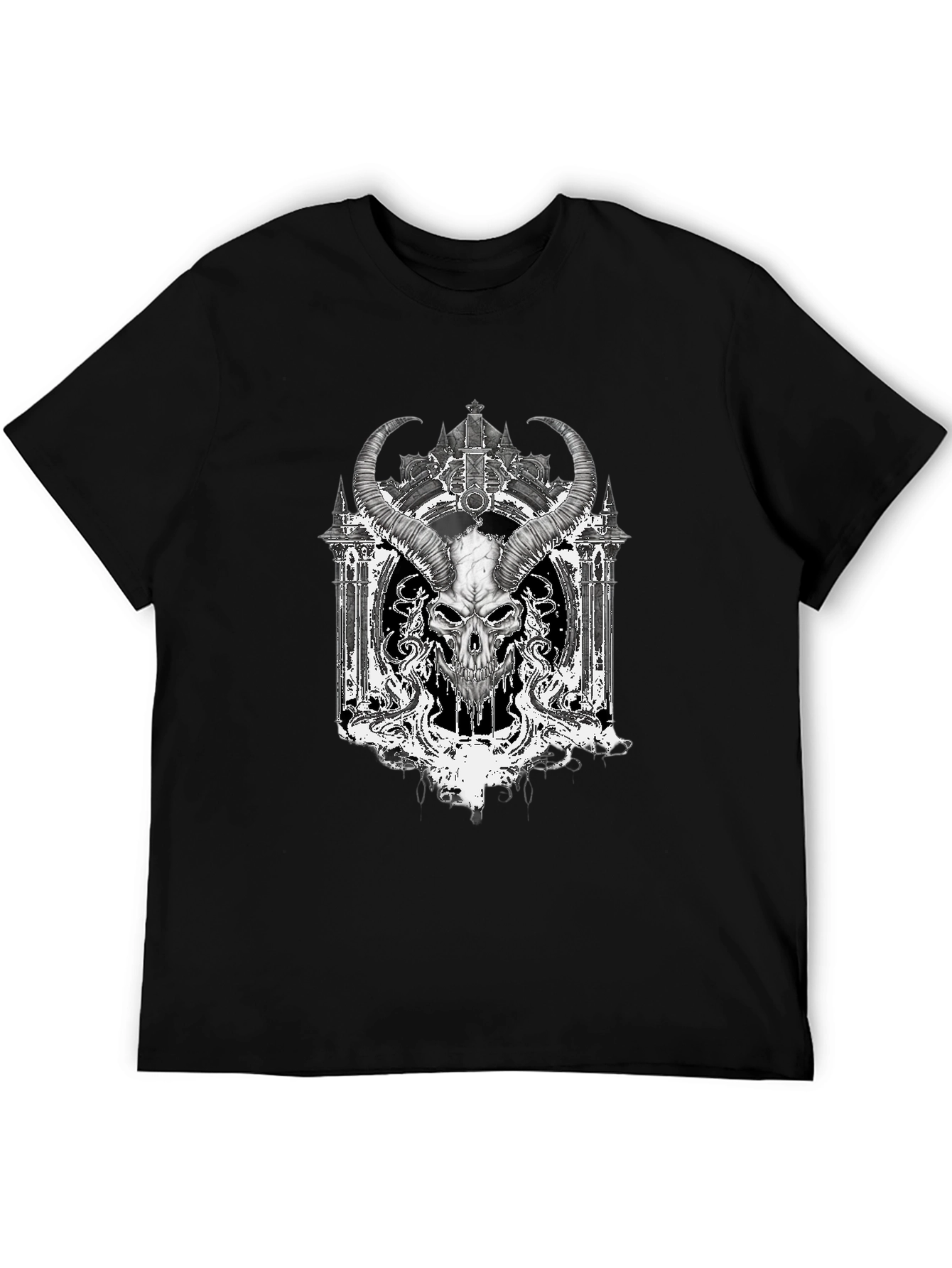 Skull Horned T-Shirt - Gothic Design