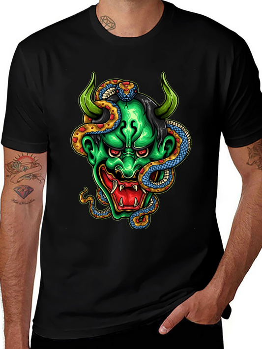 Demon & Snake Graphic Black T-Shirt