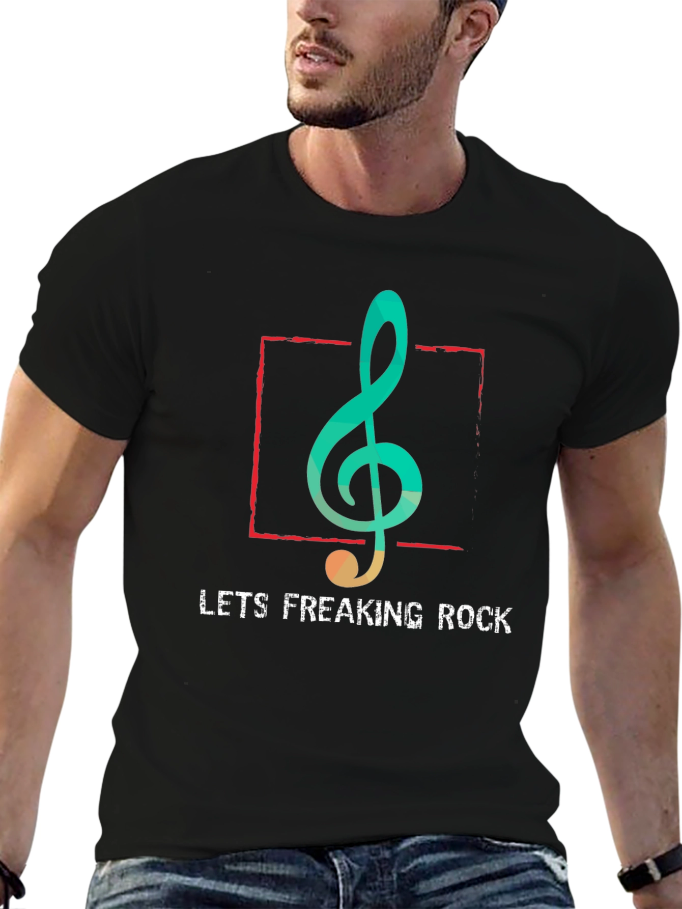 Lets Freaking Rock T-Shirt - Music Note Graphic Tee