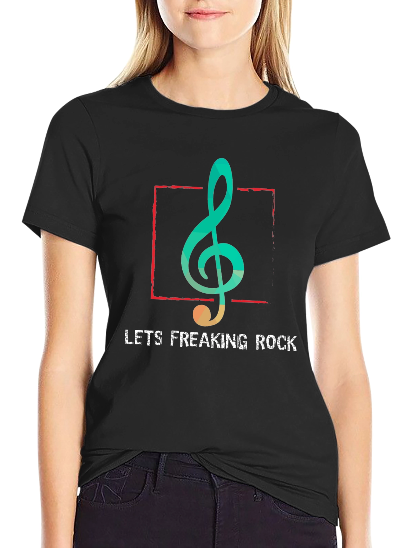 Lets Freaking Rock T-Shirt - Music Note Graphic Tee