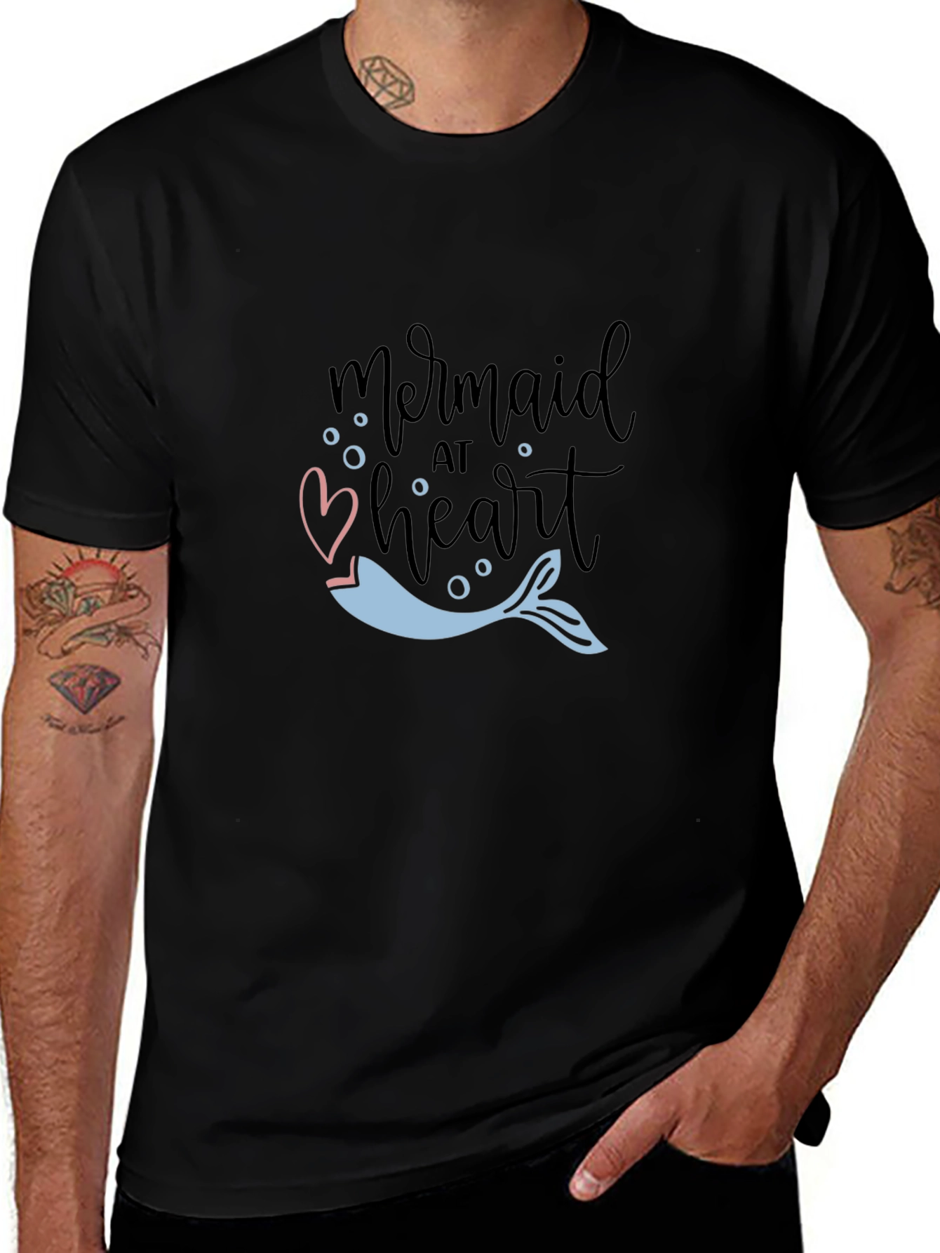 Mermaid at Heart Graphic Tee - Black Casual T-Shirt
