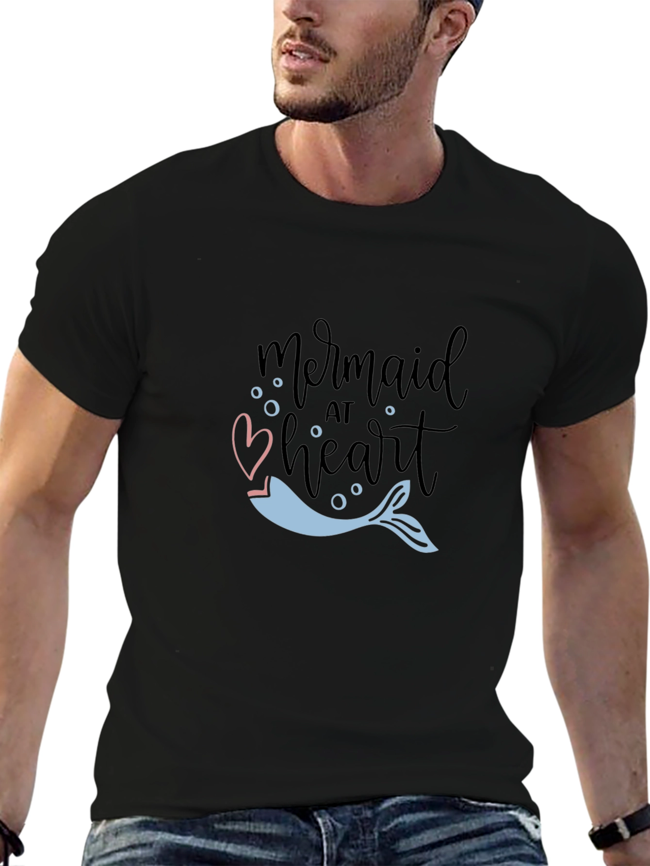 Mermaid at Heart Graphic Tee - Black Casual T-Shirt