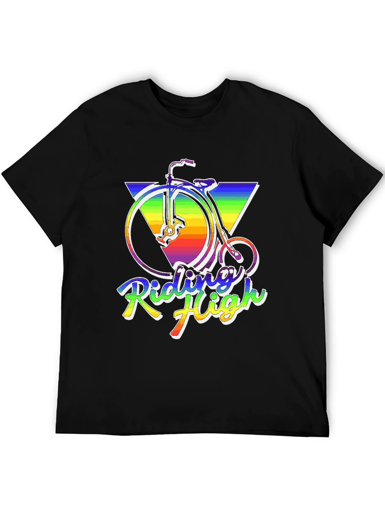 Riding High Retro Rainbow Bike T-Shirt