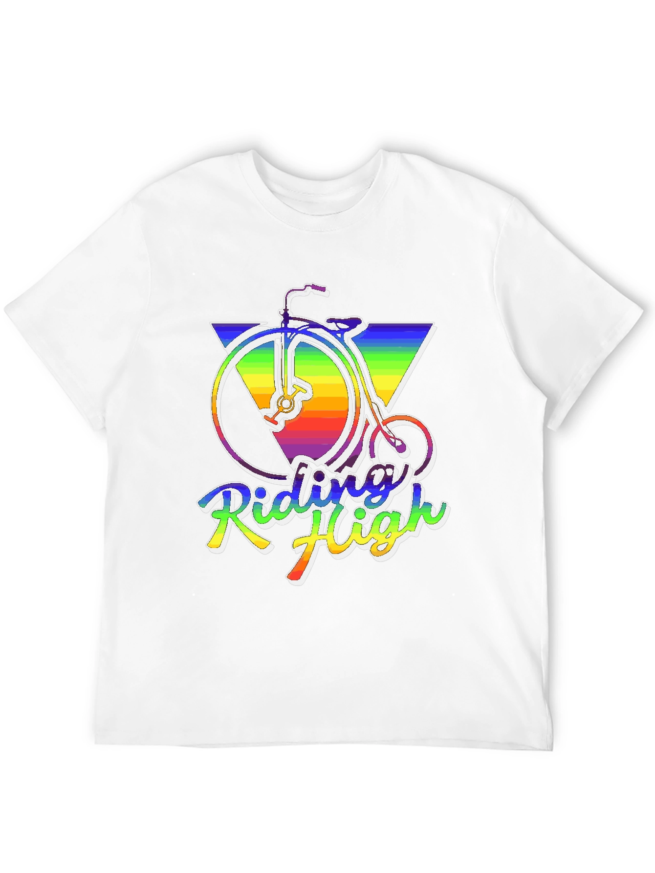 Riding High Retro Rainbow Bike T-Shirt