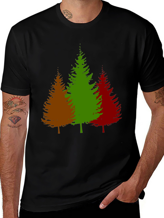 Colorful Evergreen Tree Graphic T-Shirt
