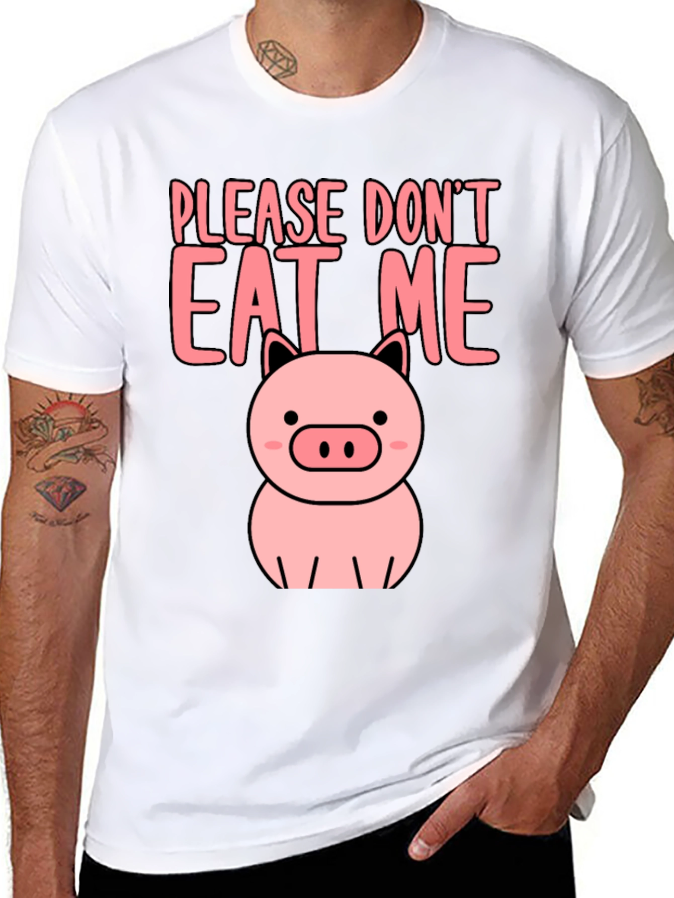Cute Pig Please Dont Eat Me Graphic Tee