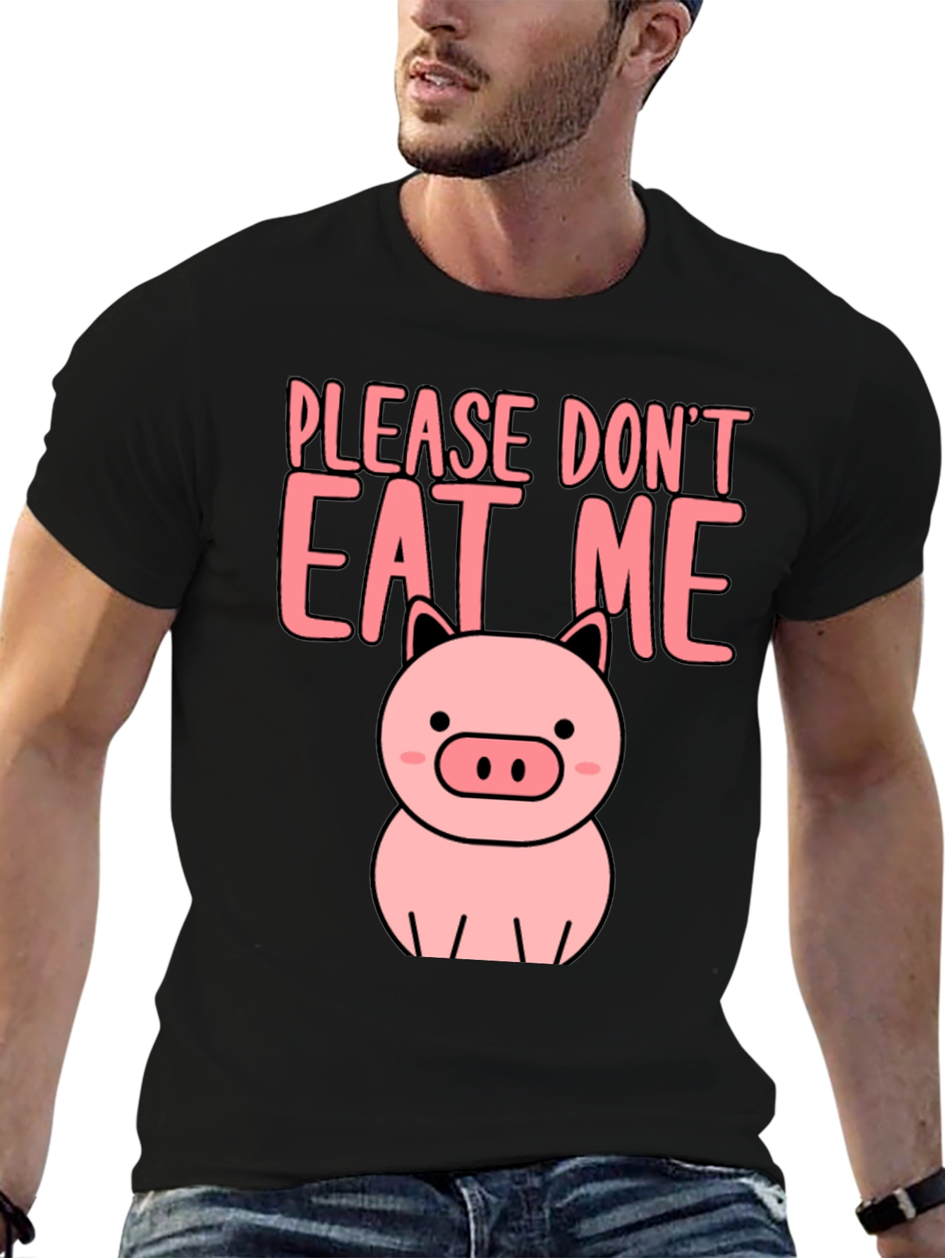 Cute Pig Please Dont Eat Me Graphic Tee