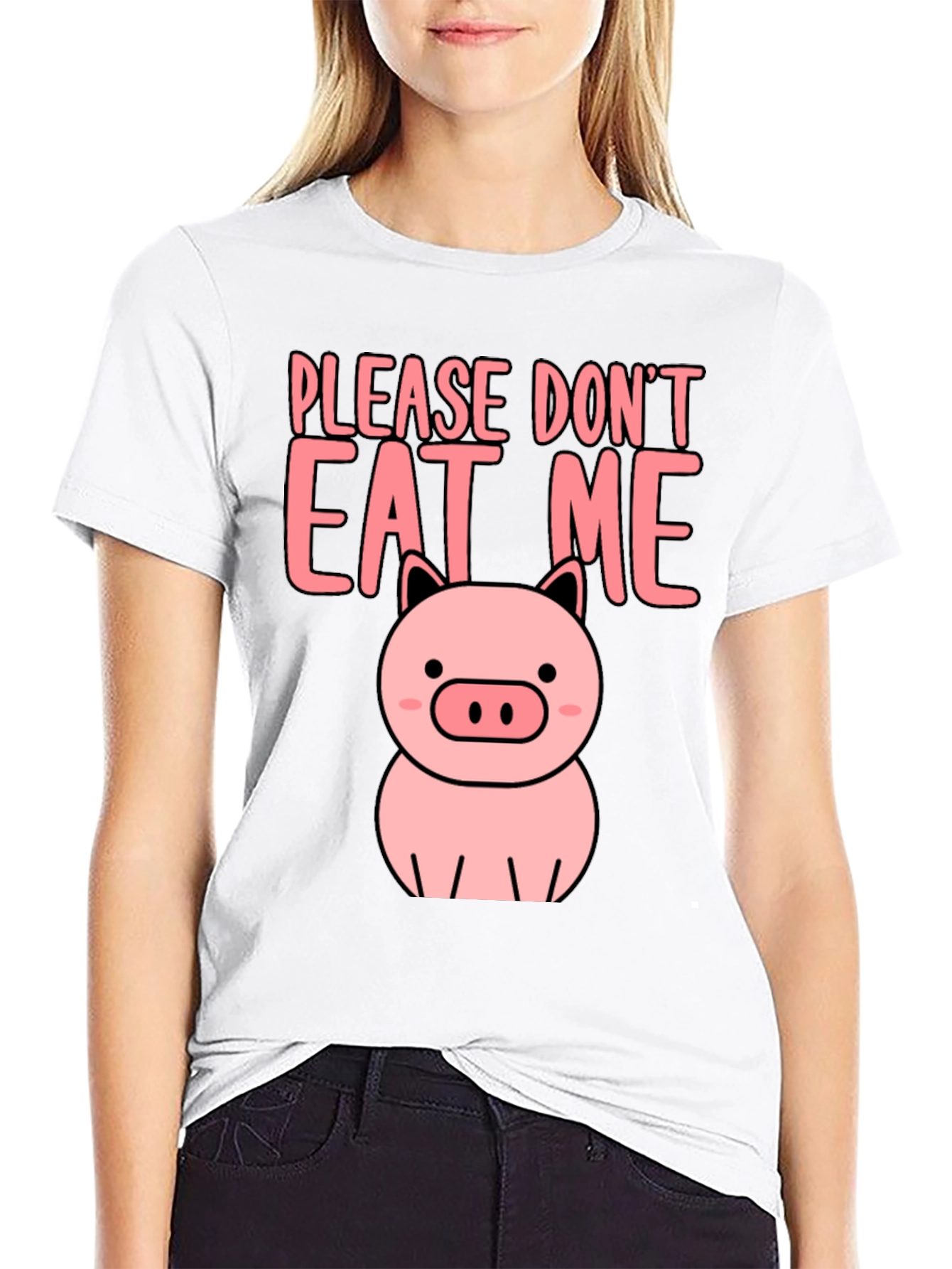 Cute Pig Please Dont Eat Me Graphic Tee