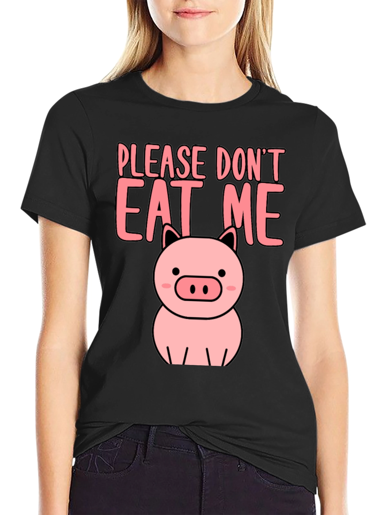 Cute Pig Please Dont Eat Me Graphic Tee
