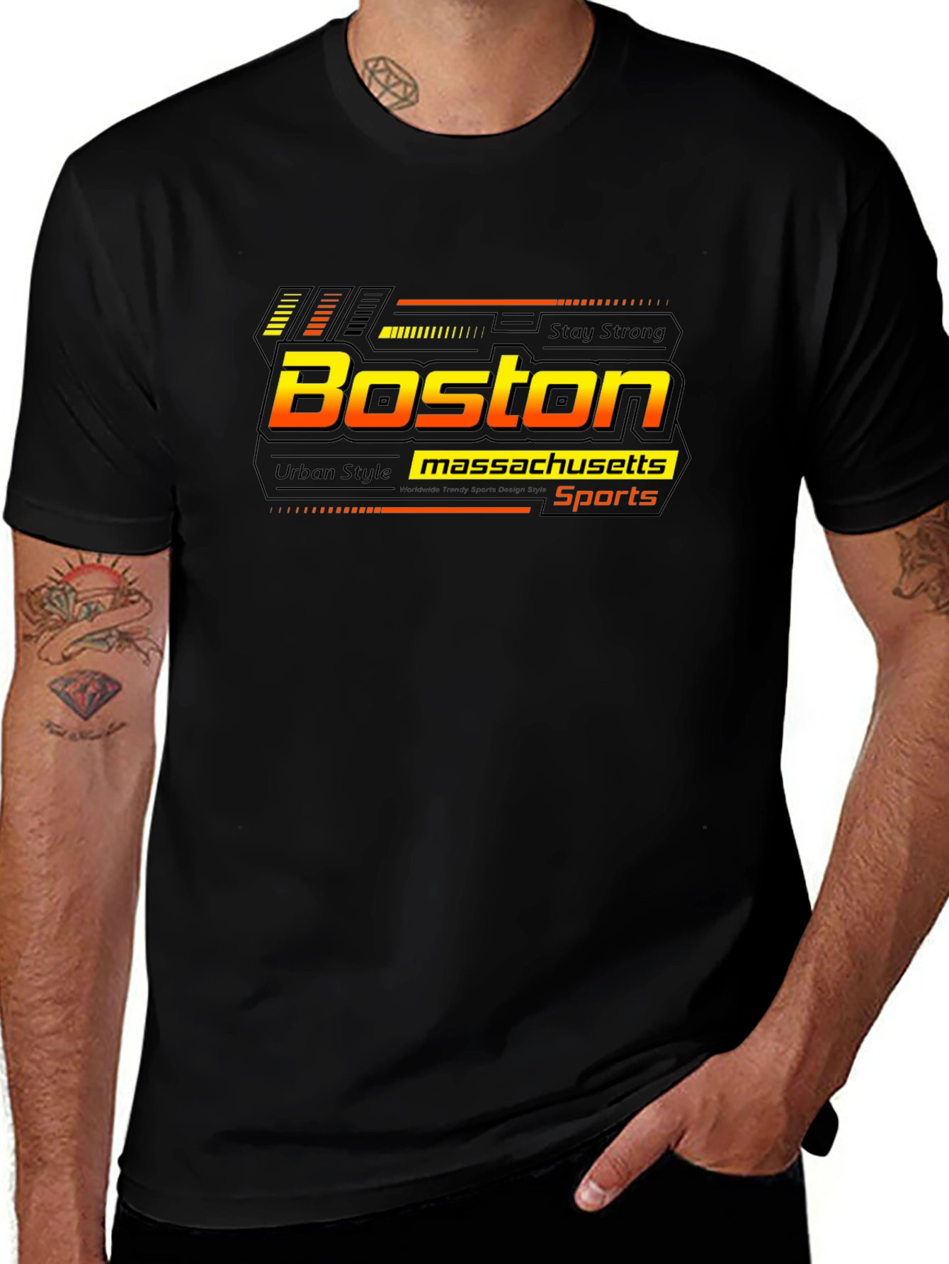 Boston Massachusetts Sports Black T-Shirt