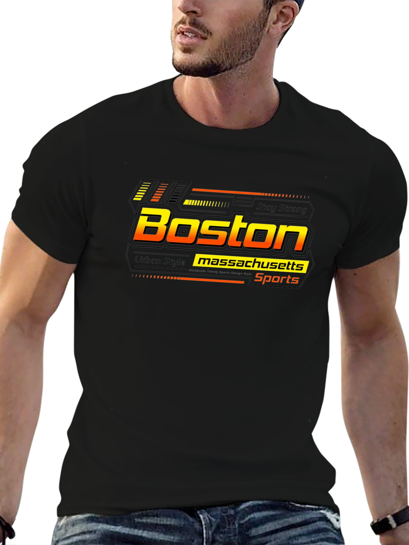 Boston Massachusetts Sports Black T-Shirt