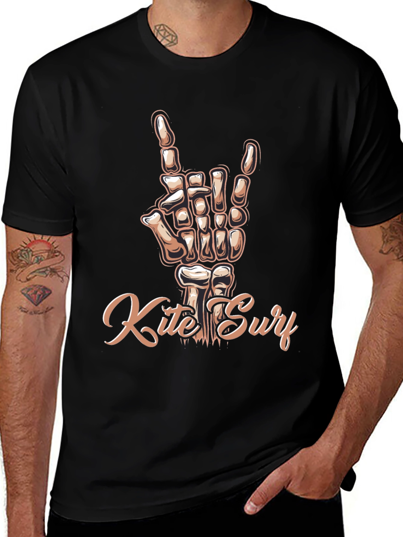 Kite Surf Skeleton Hand T-Shirt - Rock On!