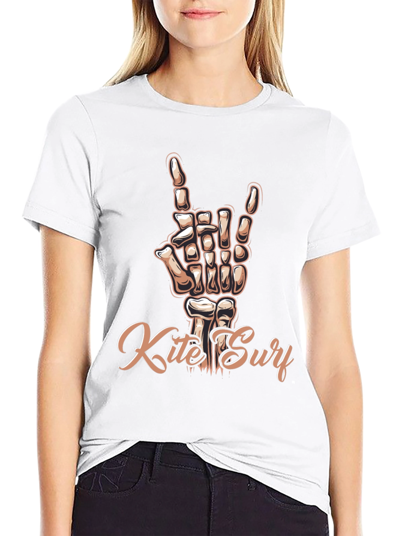 Kite Surf Skeleton Hand T-Shirt - Rock On!