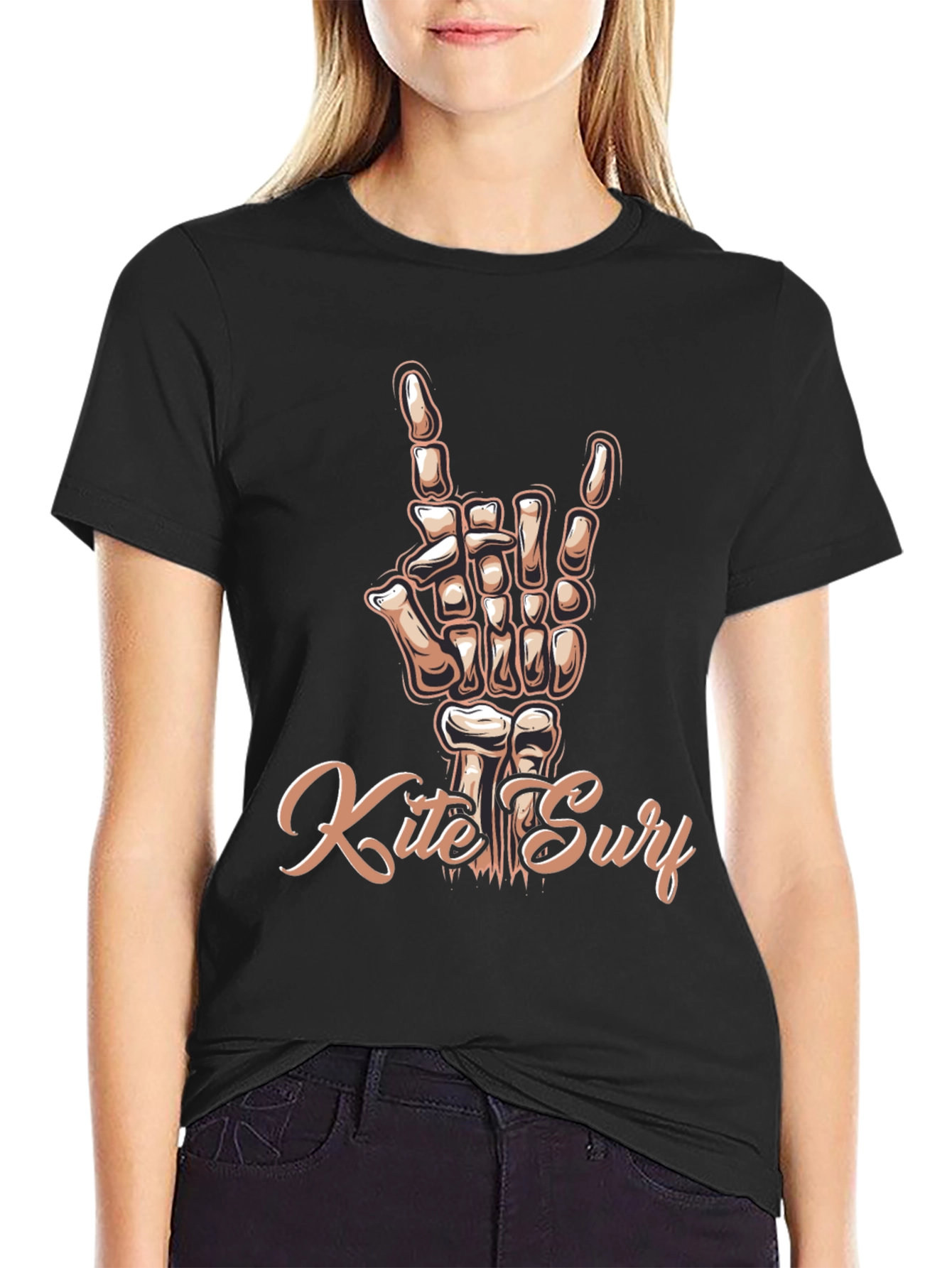 Kite Surf Skeleton Hand T-Shirt - Rock On!