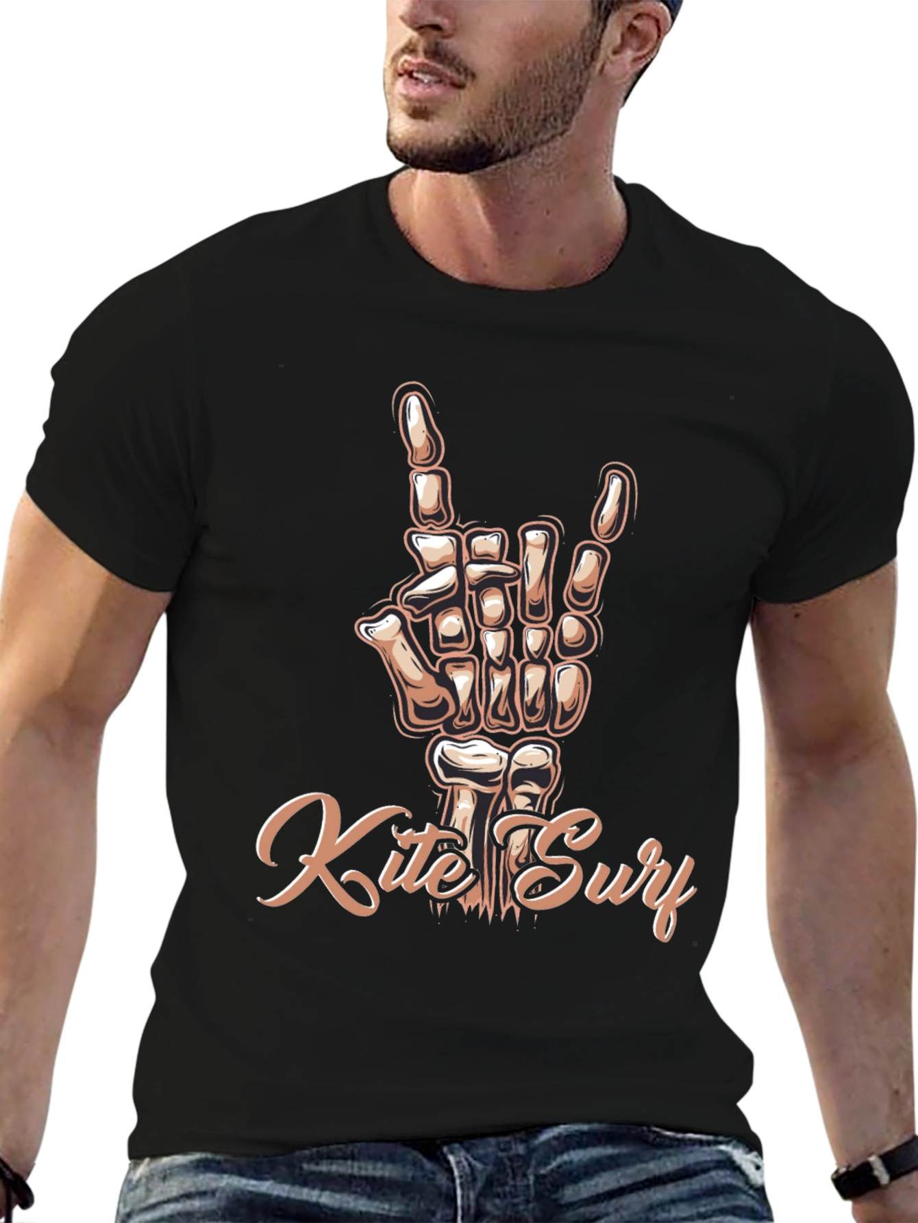 Kite Surf Skeleton Hand T-Shirt - Rock On!