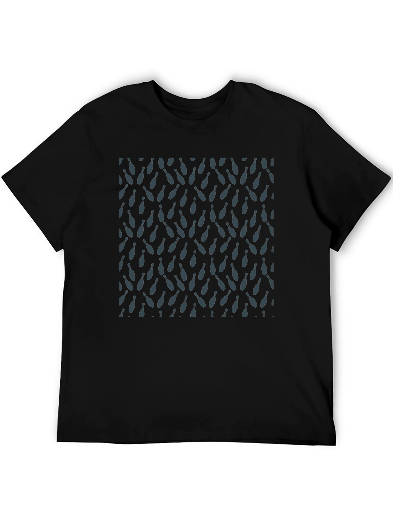 Bowling Pin Pattern Black T-Shirt