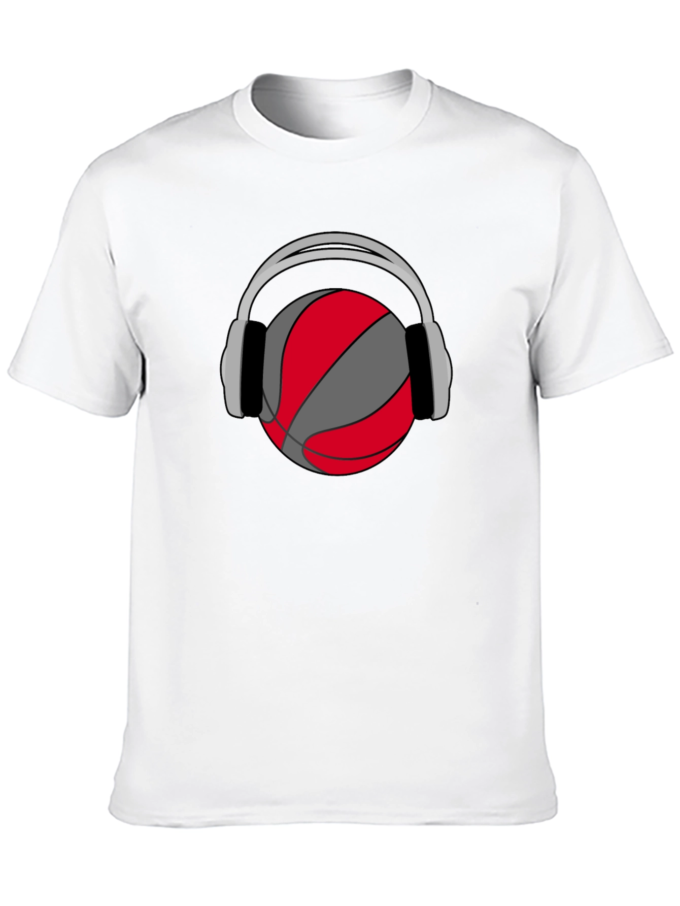 Basketball Headphones Graphic Tee - Black Cotton T-Shirt