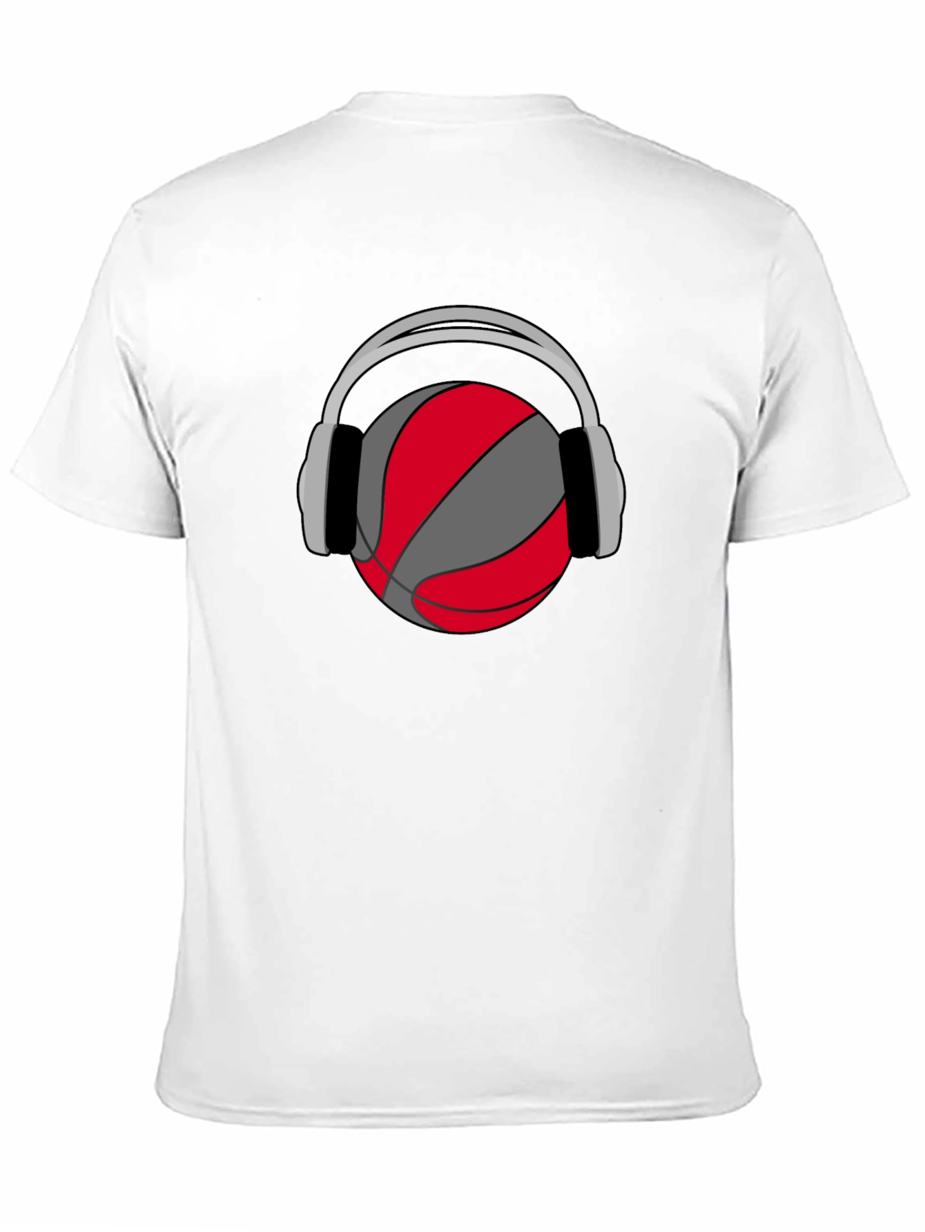 Basketball Headphones Graphic Tee - Black Cotton T-Shirt