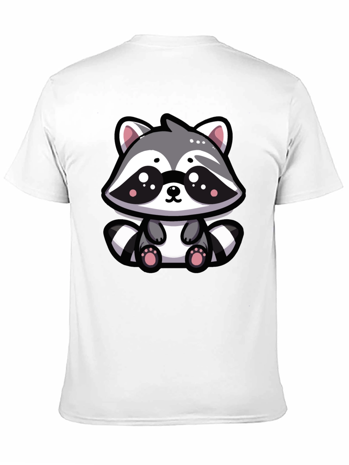 Cute Raccoon Graphic Tee - Black Cotton Blend T-Shirt