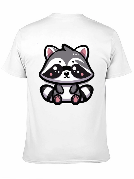 Cute Raccoon Graphic Tee - Black Cotton Blend T-Shirt